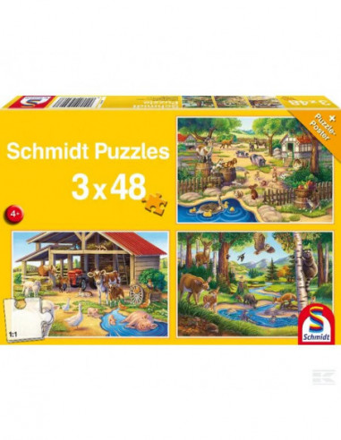 z.Puzzle Animali fattoria 3x48pz