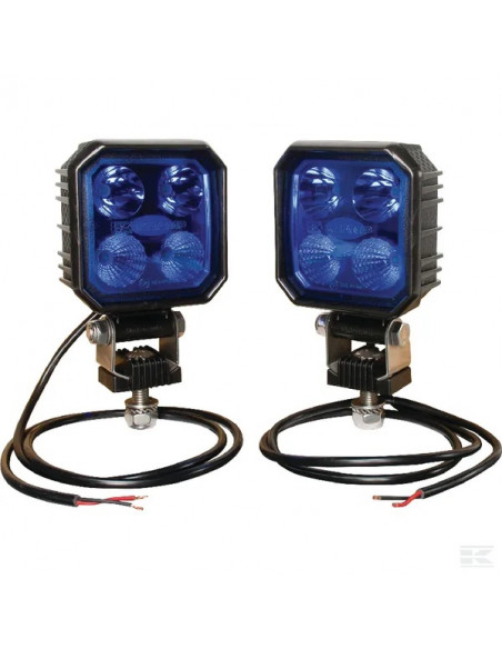 Faro da lavoro LED set 2 pz, 9W, 1000 lm, quadrato, 10-30V, blu, 90x4 LED