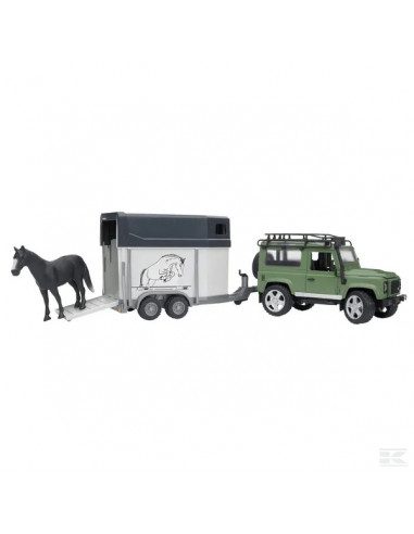 Land Rover Defender con rimorchio per cavalli e 1 cavallo