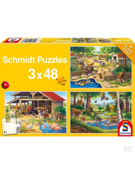 Puzzle Animali fattoria 3x48pz